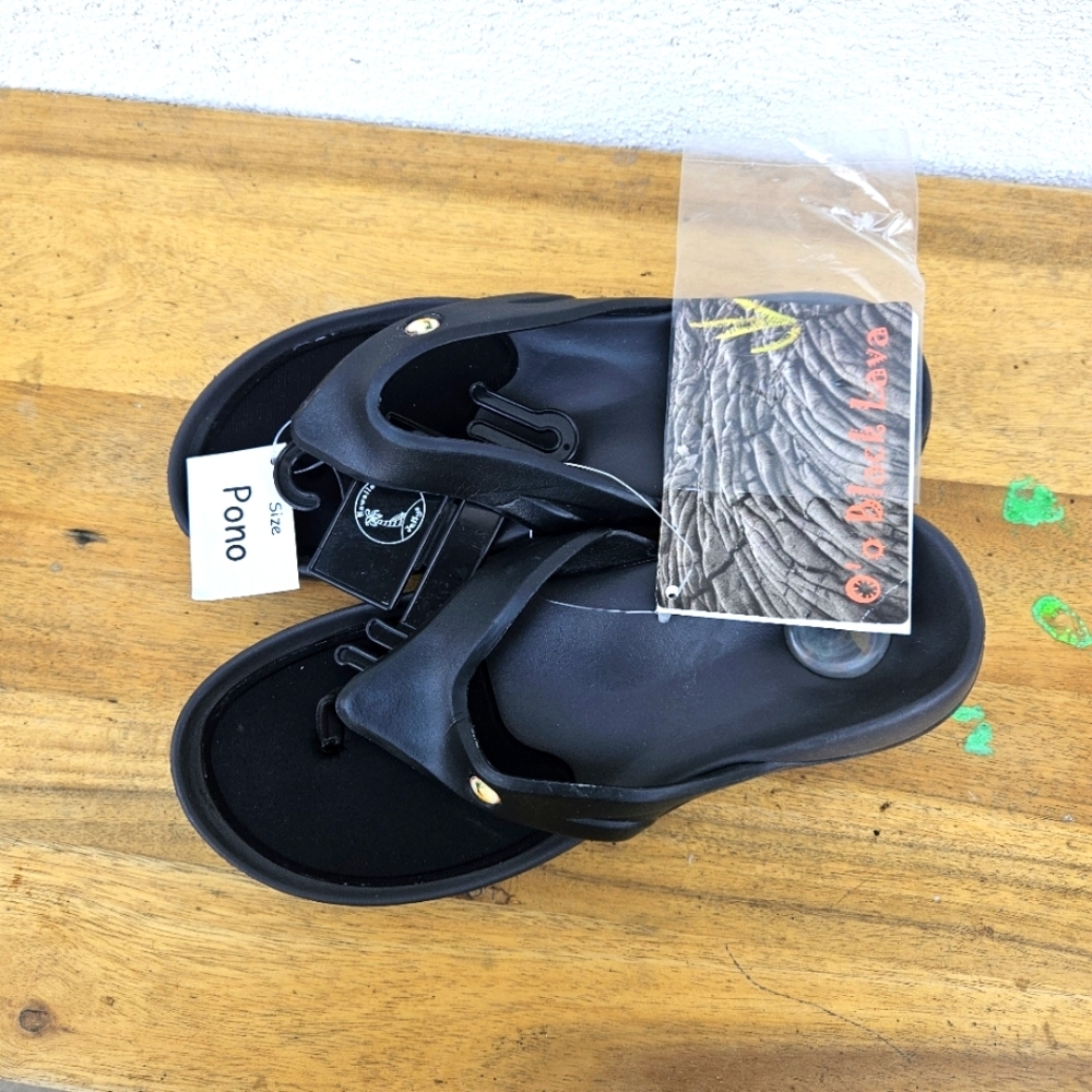 Hawaiian Jellys Ultra Comfort O'o Black Lava Unisex  Sandals Women's Size 8